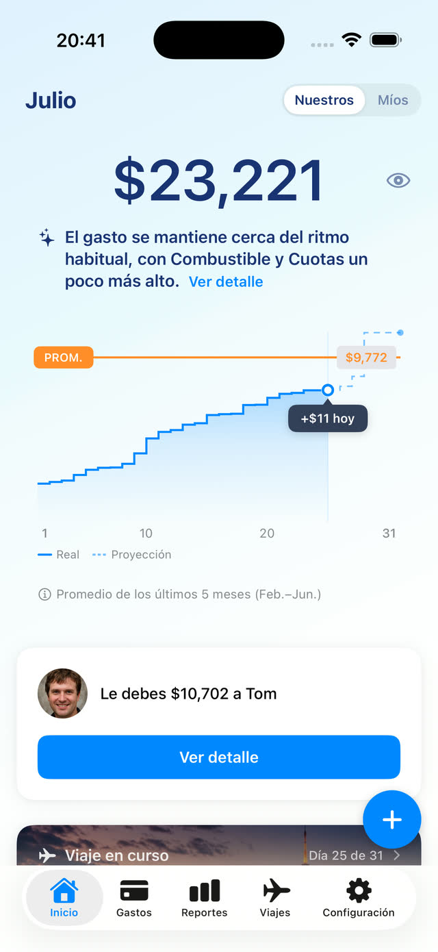 Pantalla real del inicio de Couplesplit