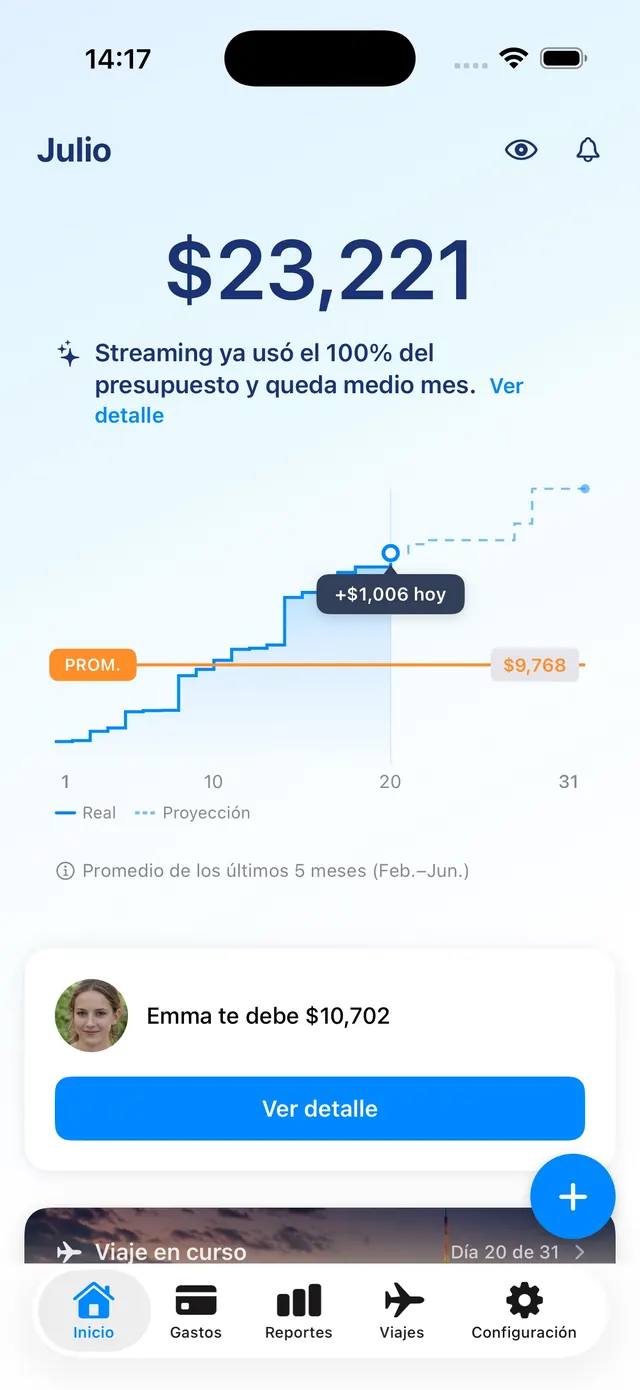 Pantalla real del inicio de Couplesplit